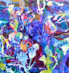 "Distelblue", 105 x 100 cm, Öl auf Nessel, 2015