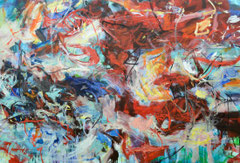 "Im Hamsterrad", 190 x 280 cm, Öl auf Nessel, 2014