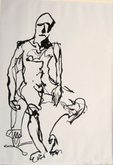 "Männerakt", Tusche auf Papier, 1991