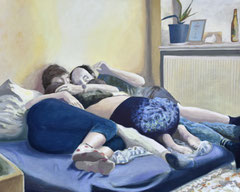 "Gruppenkuscheln", 80 x 100, Öl auf Leinen, 2020
