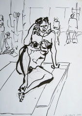 "Akt", Tusche auf Papier, 1991