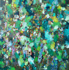 "Green Woods", 100 x 100 cm, Öl auf Nessel, 2017