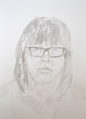 "Selbstportrait", DIN A4, Tusche und Wasser auf Papier, 2014