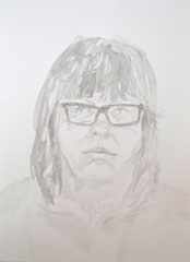 "Selbstportrait", DIN A4, Tusche und Wasser auf Papier, 2014