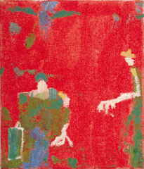 "Mann mit Koffer", 40 x 30 cm, Acryl auf Jute, 1994