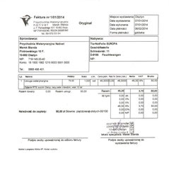 Rechnung TA Blanda - Karina 50 zl - ca. 12,20 € (Kurs 4,10)