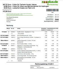 8 Rechnung 24,86 Euro Oktober 2014 Kittenfutter aus Mehrerlös für Impfungen