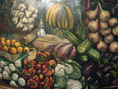 Banco Ortaggi, 1975.  Olio su tela cm. 100 x 80.
