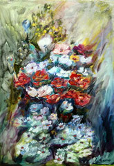 Fiori misti, 2010.  Olio su tela, cm. 35 x 50.