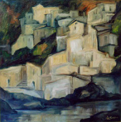 Paesaggio ligure,  2000.   Olio su tela,   cm.  70 x 70
