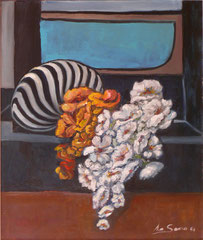 Fiori e conchiglie,  1991.   Olio su tela,    cm. 50 x 60