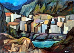 Tra monti e mari, 2007.  Olio su tela,  cm 70 x 50
