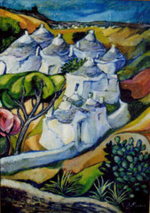 La valle d'Itria, 1990.  Olio su tela,  cm.  70 x 100