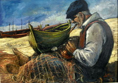 Vecchio pescatore, 1984.  Olio su tela, cm.    70 x 50