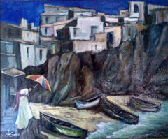 La spiaggetta , 2000. Olio su tela,  cm. 60 x 50.