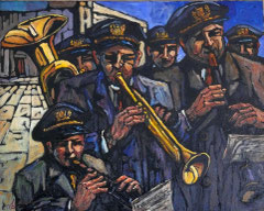 La banda del paese, 1976.   Olio su tela,  cm.  100 x 80