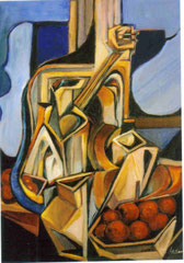 Violini e frutta, 2008,   Olio su tela,   cm. 50 x70