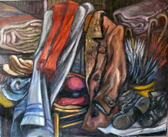 Aspettando l'inverno, 1990.  Olio su tela,  cm. 80 x 100.
