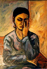 Tristezza, 1982.   Olio su tela,   cm. 50 x 70