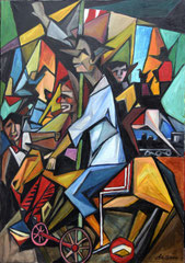 il paese dei balocchi, 2010.  Olio su tela,  cm. 70 x 100.
