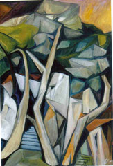 Pini nel Salento, 2008.   Olio su tela,   cm. 70 x 100