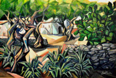 Campagna del sud, 1992.   Olio su tela,   cm.  100 x 70