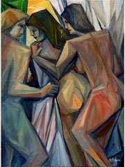 Nudi alla finestra, 1993.  Olio su tela,  cm. 60 x 80