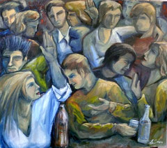 Discoteca, 2000.  Olio su tela,  cm.  70 x 70.