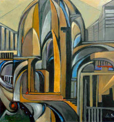 Frammenti archeologici, 2009.  Olio su tela.  cm.  70 x 70