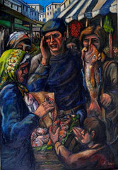 Il pesciaiuolo, 1980.    Olio su tela,  cm.  70 x 100