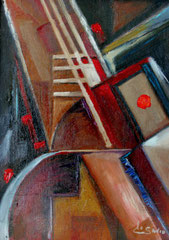 Verso lo spazio, 2006.  olio su tavola, cm. 29 x 40