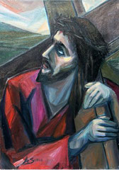 Cristo sotto la croce, 1992.  Olio su tela,  cm. 50 x 70.