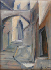 Scorcio di un vicolo, 2000   Olio su tela   cm.  30 x 40