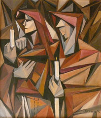 I due frati,  1994.  Olio su tela,   cm. 60 x 70