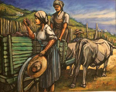 Vendemmia, 1975. Olio su tela, cm. 100 x 70