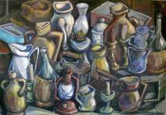 Vecchi oggetti, 2000.  Olio su tela,  cm. 70 x 100.