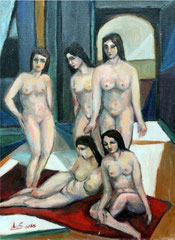 Alle terme, 1993.  Olio su tela,  cm. 40 x 30.