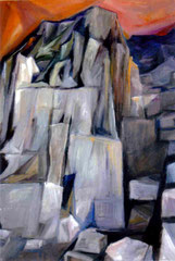 Cava nelle Apuane, 2009.   Olio su tela,  cm. 50 x 70