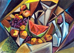 Frutta ed anfora, 2009.  Olio su tela,  cm. 70 x50