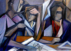 Gruppo di studio, 2009.  Olio su tela,  cm.  68 x 50