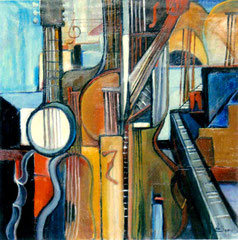 Vibrazioni musicali, 2007.   Olio su tela,   cm.   70 x 70