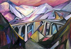 Crepuscolo sulle Apuane, 2009.  Olio su tela,   cm. 70 x 100