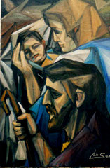 La sacra Famiglia, 1990.    Olio su tela,    cm.  50 x 70