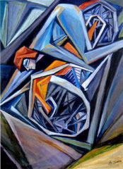 Motocross, 2009.  Olio su tela,  cm.  50 x 70