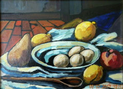 Natura morta con limoni, 1978. Olio su tela, cm. 30 x 40.