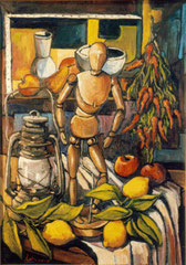 Il modello con limoni, 1980.  Olio su tela,   cm. 50 x 70