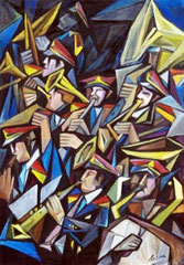 La banda, 2009.  Olio su tela,   cm. 70 x 100