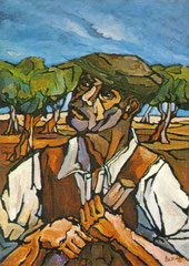 Contadino del sud, 1974    Olio su tela,  cm.  50 x 70