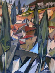Paesaggio toscano,  1995.  Olio su tela,  cm. 80 x 60.