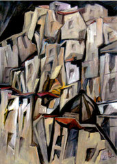 Tragedia sismica, 2009.  OLio su tela,  cm. 60 x 80